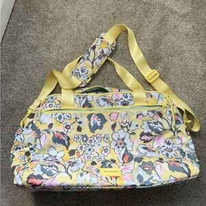 Vera Bradley Yellow Floral Travel Weekender with Pink & Gray Accents